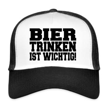 Bier trinken ist wichtig - Trucker Cap - Weiß/Schwarz - Vorne