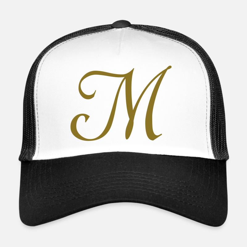 Buchstabe M - Trucker Cap - Weiß/Schwarz