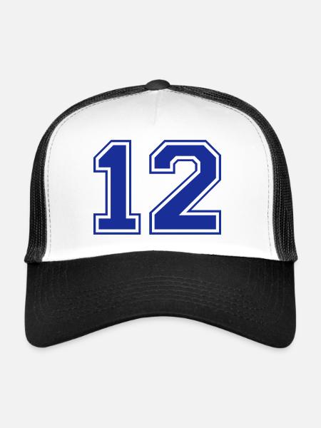 nombre - 12 - Casquette trucker  - blanc/noir - Devant