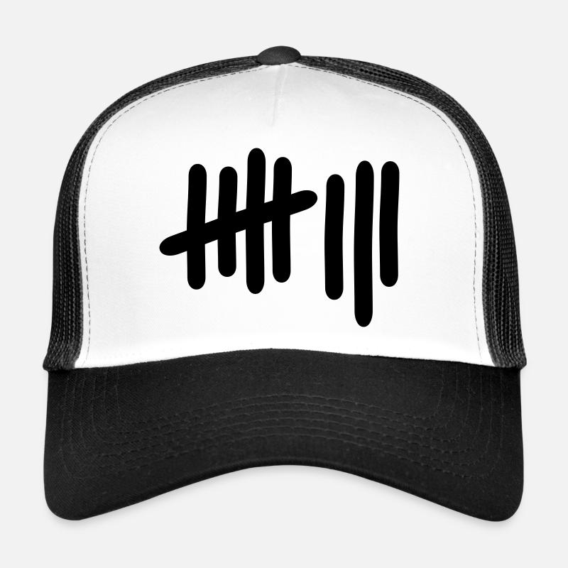 8 - Nummer - Trucker Cap - Weiß/Schwarz