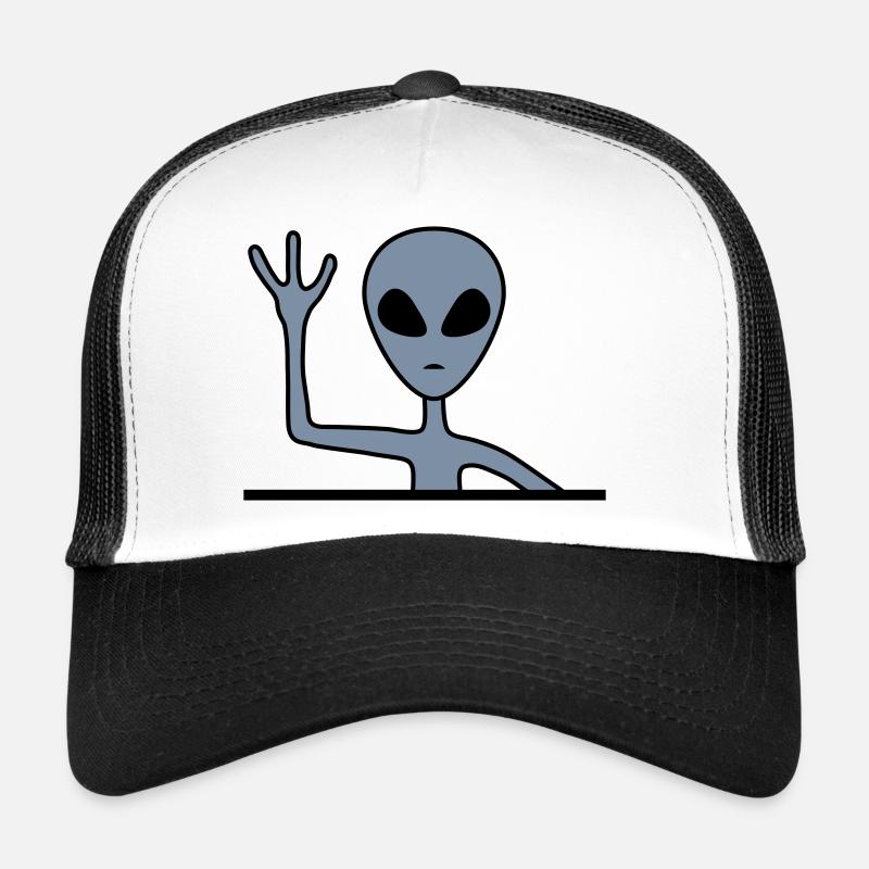 Graues Männchen Alien winkt Trucker Cap