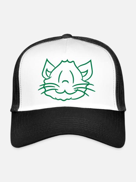 Pretty Cat Looking Happy Cheerful Smiling - Trucker Cap - white/black - Front