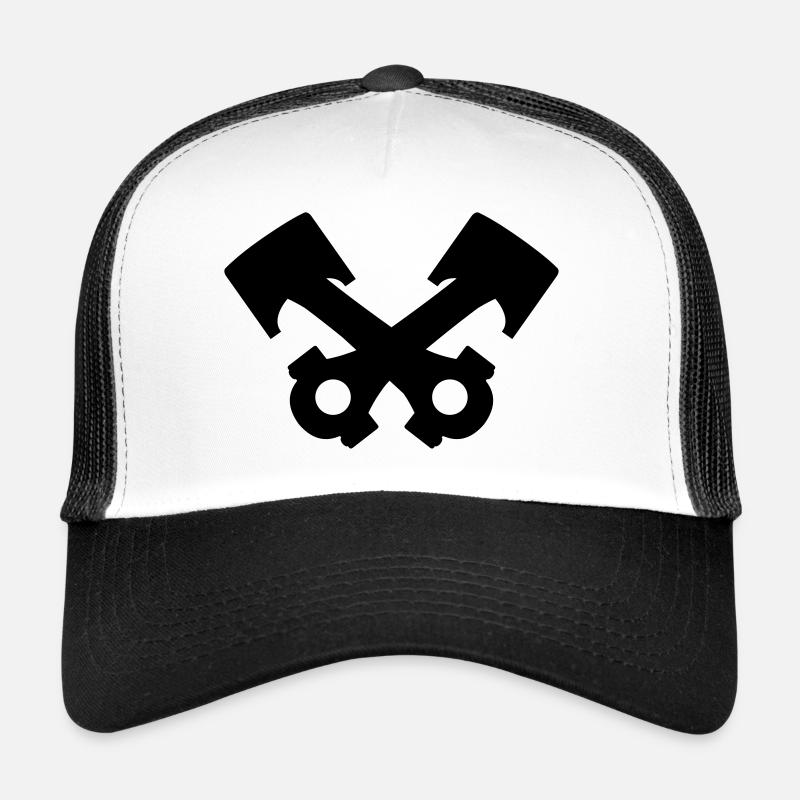 Zwei Kolben samt Pleuel gekreuzt - Trucker Cap - Weiß/Schwarz