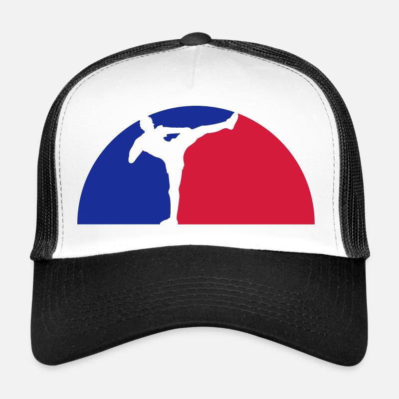 blue red semicircle moon night holiday evening sun f Trucker Cap