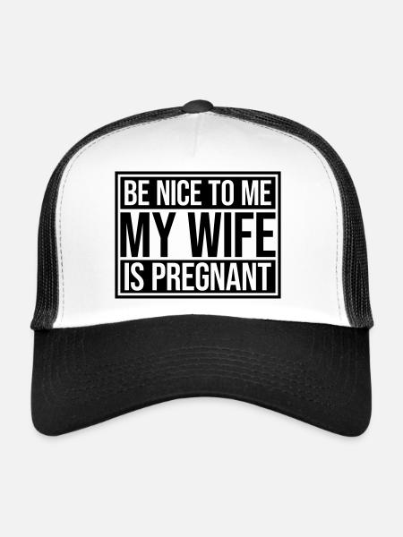 ma femme est enceinte - Casquette trucker  - blanc/noir - Devant