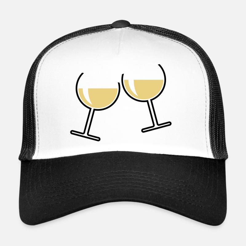 2 verres à vin blanc (vin blanc / vin / rond ouvert 2C) Casquette trucker 