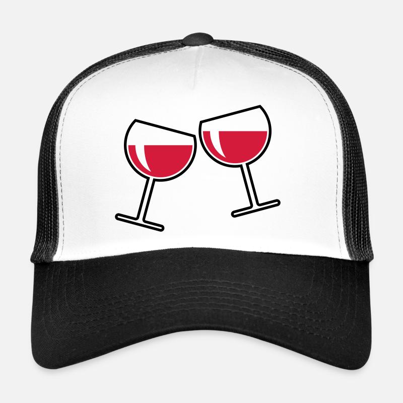 2 Rotweingläser (Rotwein / Wein / Rund Zu / 2C) Trucker Cap