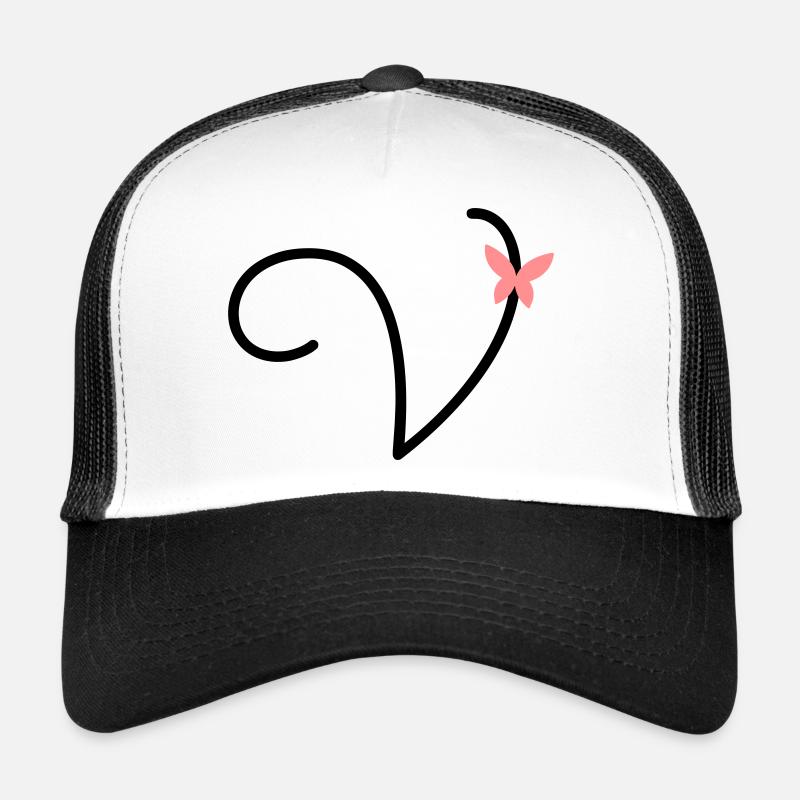 Lettre V Papillon Lettre - Casquette trucker - blanc/noir