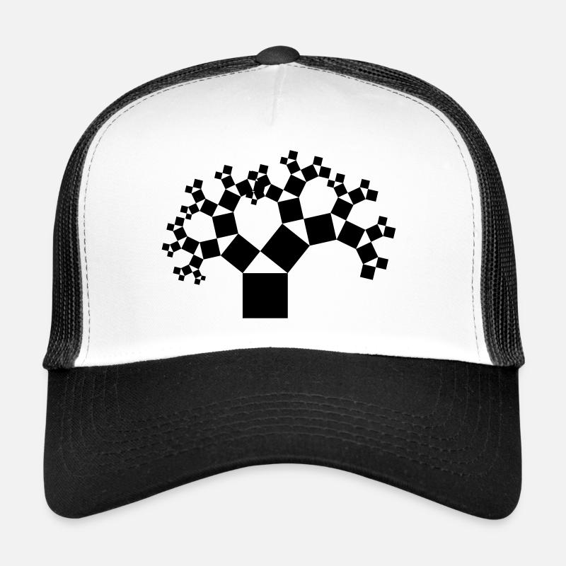 Arbre pythagore noir - Casquette trucker  - blanc/noir