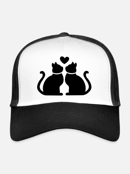 Heart for cats / gift idea for cat lovers - Trucker Cap - white/black - Front