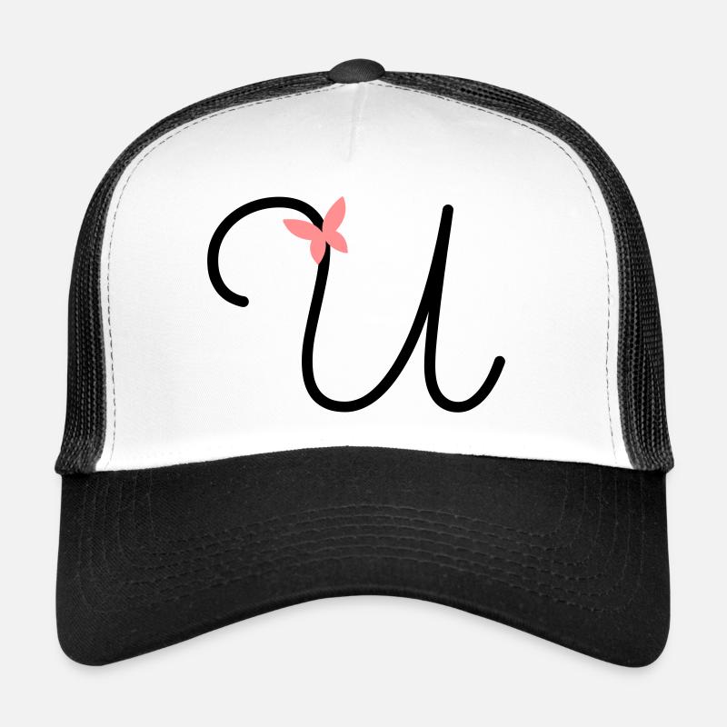 Buchstabe U Schmetterlingsbuchstabe - Trucker Cap - Weiß/Schwarz