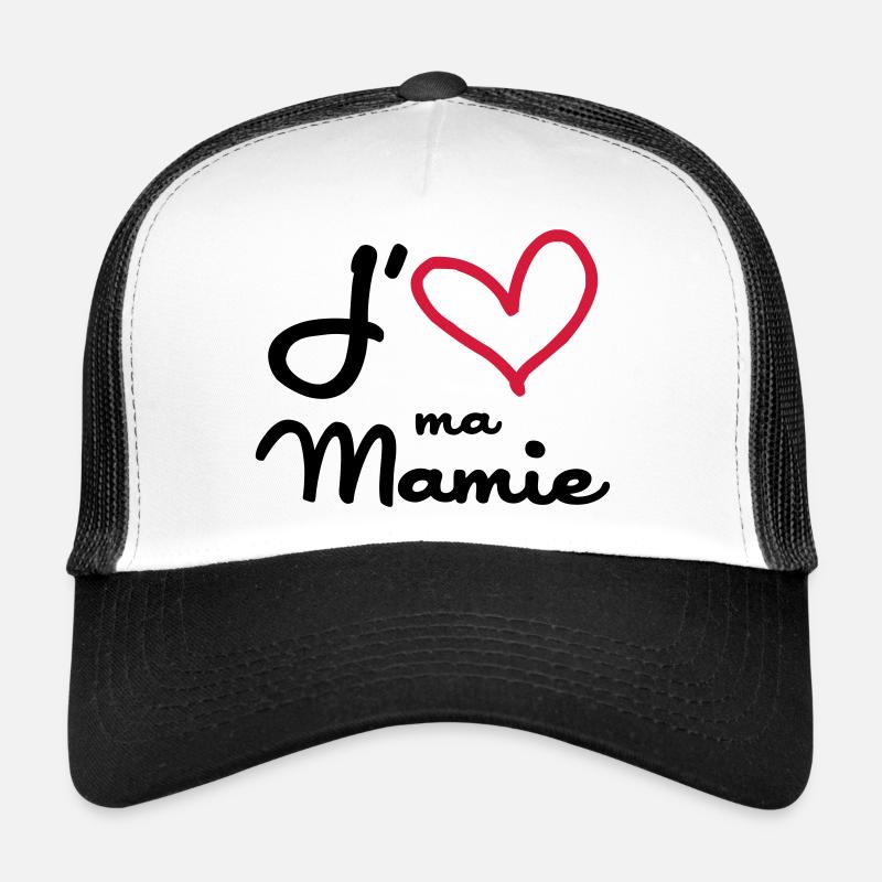 J'aime ma Mamie - Casquette trucker  - blanc/noir