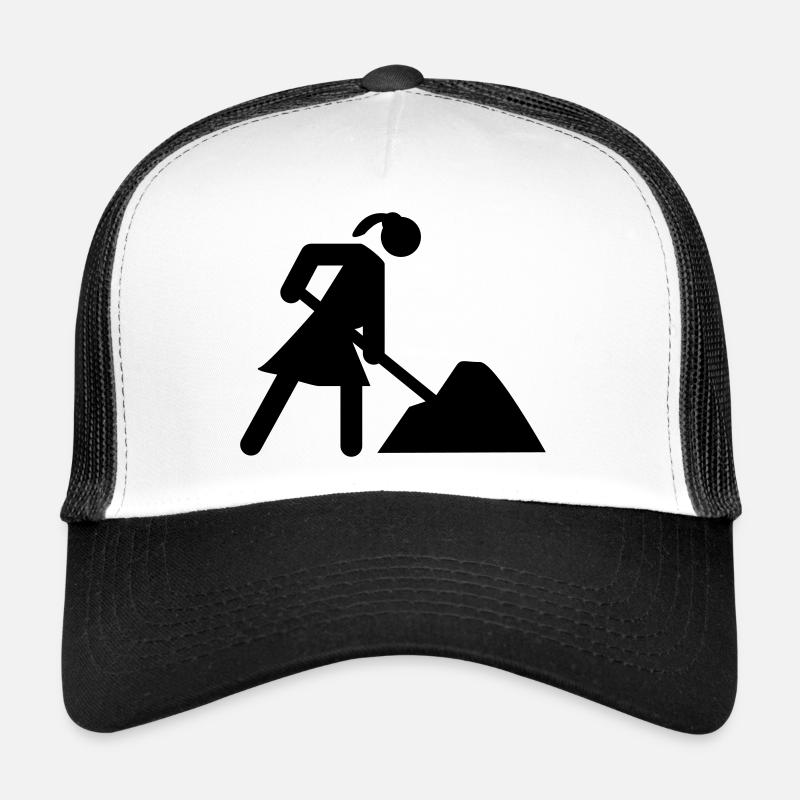 Bauherrin auf Baustelle Hausbau - Trucker Cap - Weiß/Schwarz