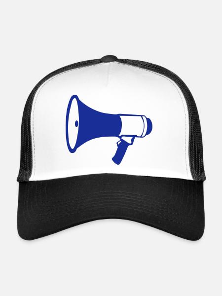 porte voix megaphone 2202 - Casquette trucker  - blanc/noir - Devant