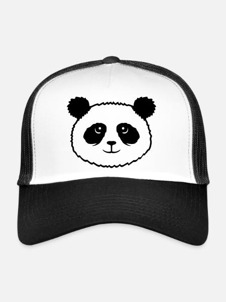 Panda Bear Face Mignon Tête Mignon Sourire Mignon Nice - Casquette trucker  - blanc/noir - Devant