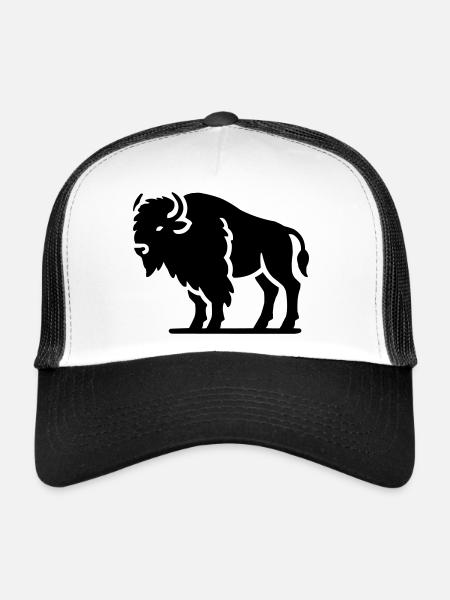 Bison Animal - Trucker Cap - white/black - Front