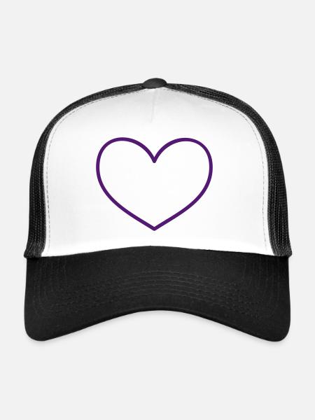 Coeur (contour, 1c) - Casquette trucker  - blanc/noir - Devant