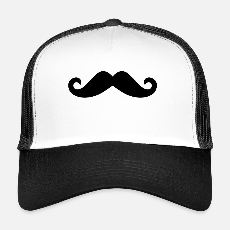 Schnurrbart - Trucker Cap - Weiß/Schwarz