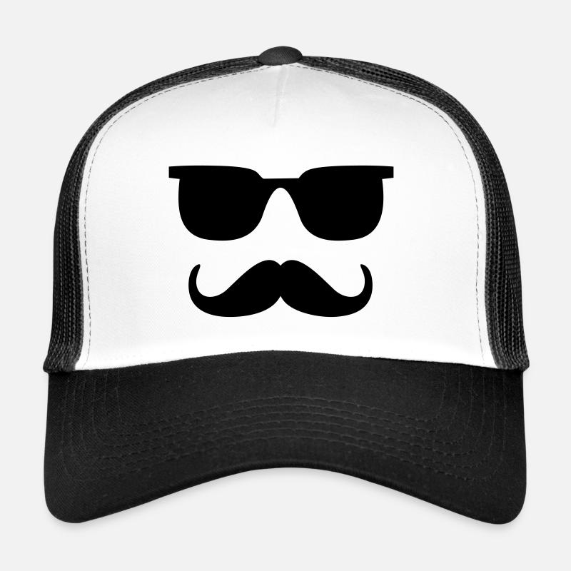 Bart Sonnenbrille Trend Style Geschenk für Männer - Trucker Cap - Weiß/Schwarz