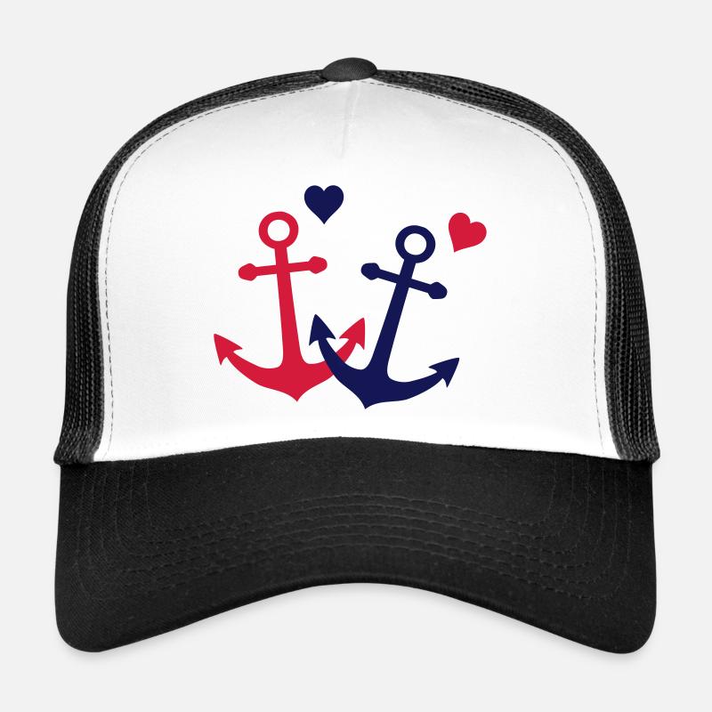2 Anker mit Herzen Liebe verliebt Trucker Cap