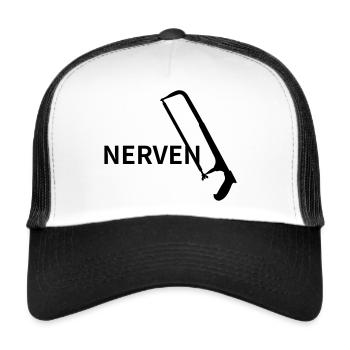 Nervensäge Nerven Säge Vector Farbe frei wählbar - Trucker Cap - Weiß/Schwarz - Vorne