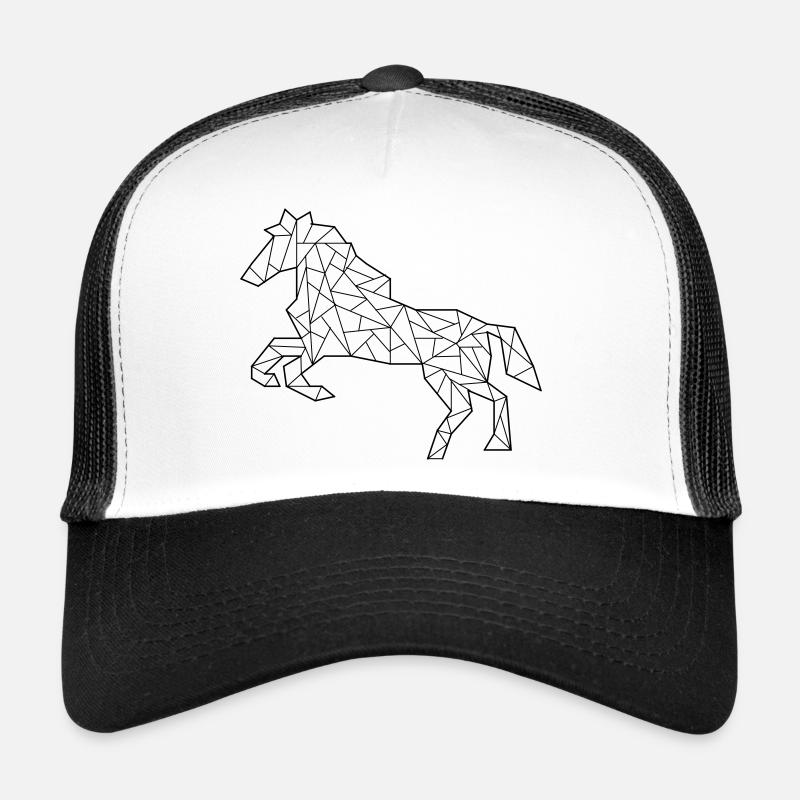 Origami de cheval - Casquette trucker  - blanc/noir
