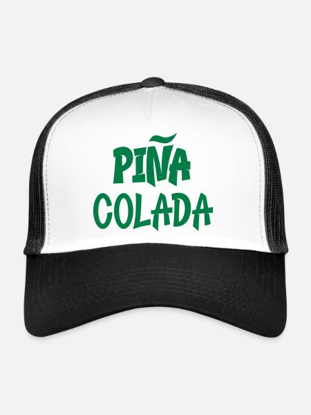 Lettrage Pina Colada Amérique centrale Amérique du Sud - Casquette trucker  - blanc/noir - Devant