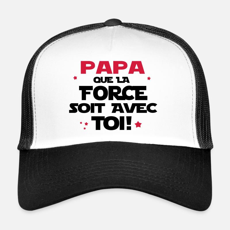 LA FORCE EST AVEC PAPA - Casquette trucker  - blanc/noir