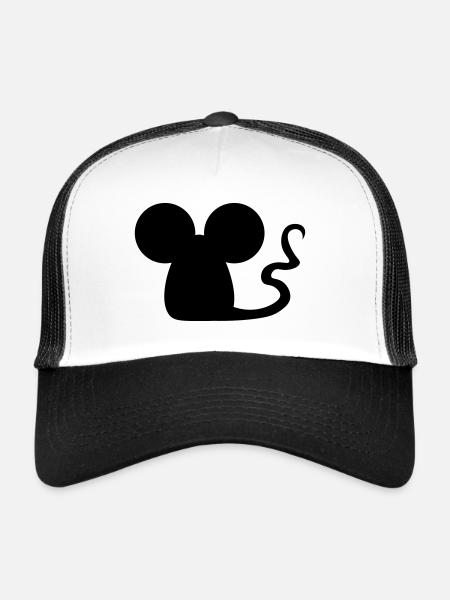 Souris / souris / little mouse / petite souris - Casquette trucker  - blanc/noir - Devant