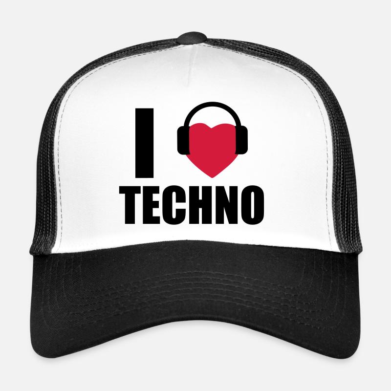 I LOVE TECHNO 1 - Trucker Cap - Weiß/Schwarz