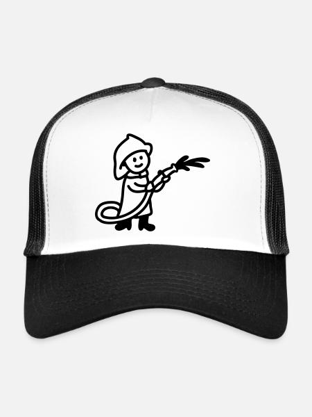 Pompier - ligne - Casquette trucker  - blanc/noir - Devant