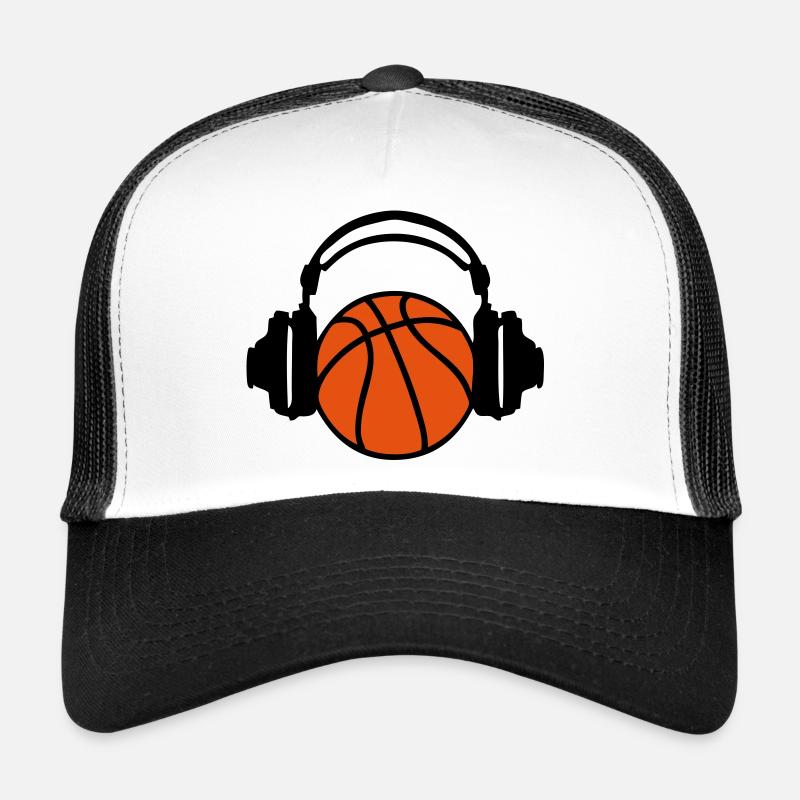 Kopfhörer-Kopfhörer DJ-Audio-Basketball - Trucker Cap - Weiß/Schwarz