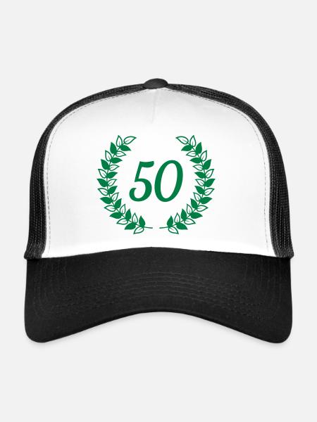 wreath 50th 50 birthday - Trucker Cap - white/black - Front