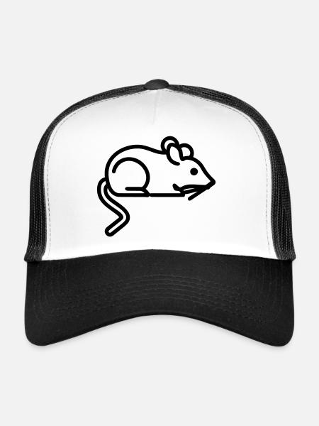 Mouse Icon - Simple Black Outline Design - Trucker Cap - white/black - Front