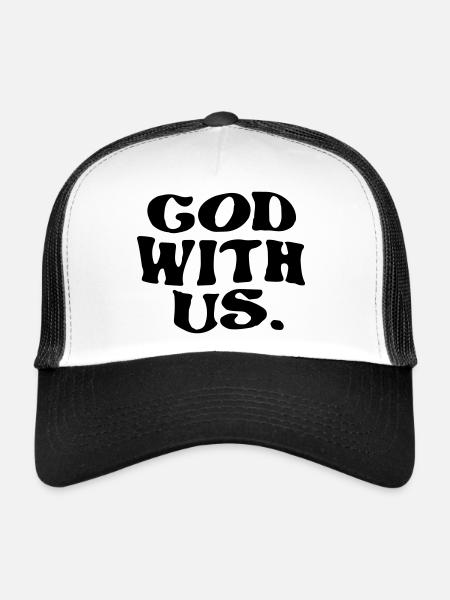 Que Dieu soit avec nous - Casquette trucker  - blanc/noir - Devant