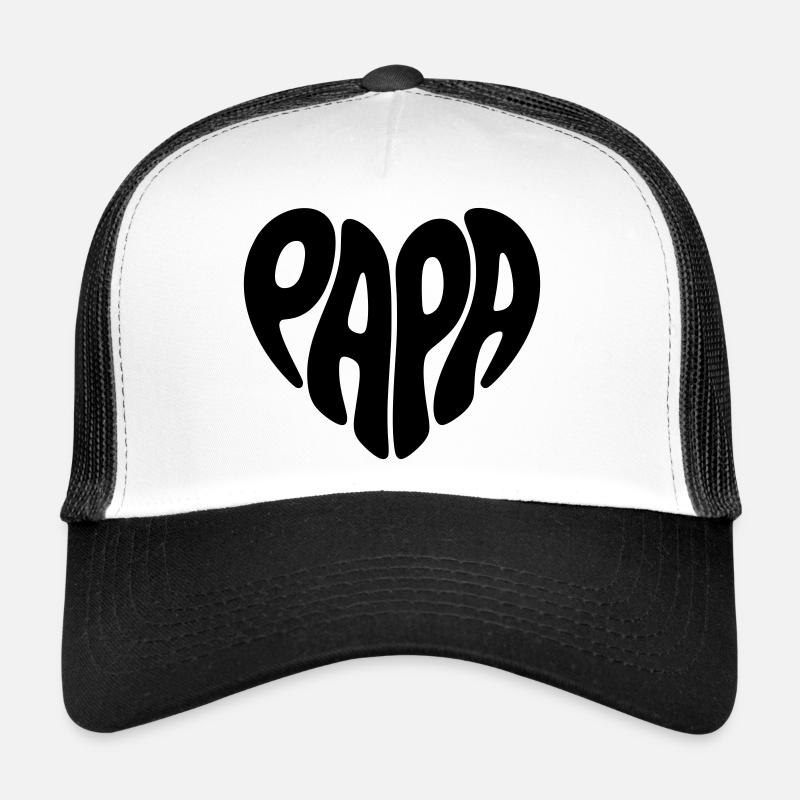 Papa Herz Form Vater Herzform Vatertag Geschenk - Trucker Cap - Weiß/Schwarz