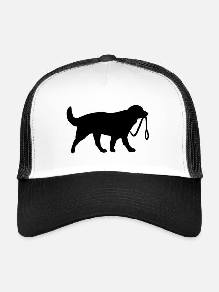 Dog with leash - Trucker Cap - white/black - Front