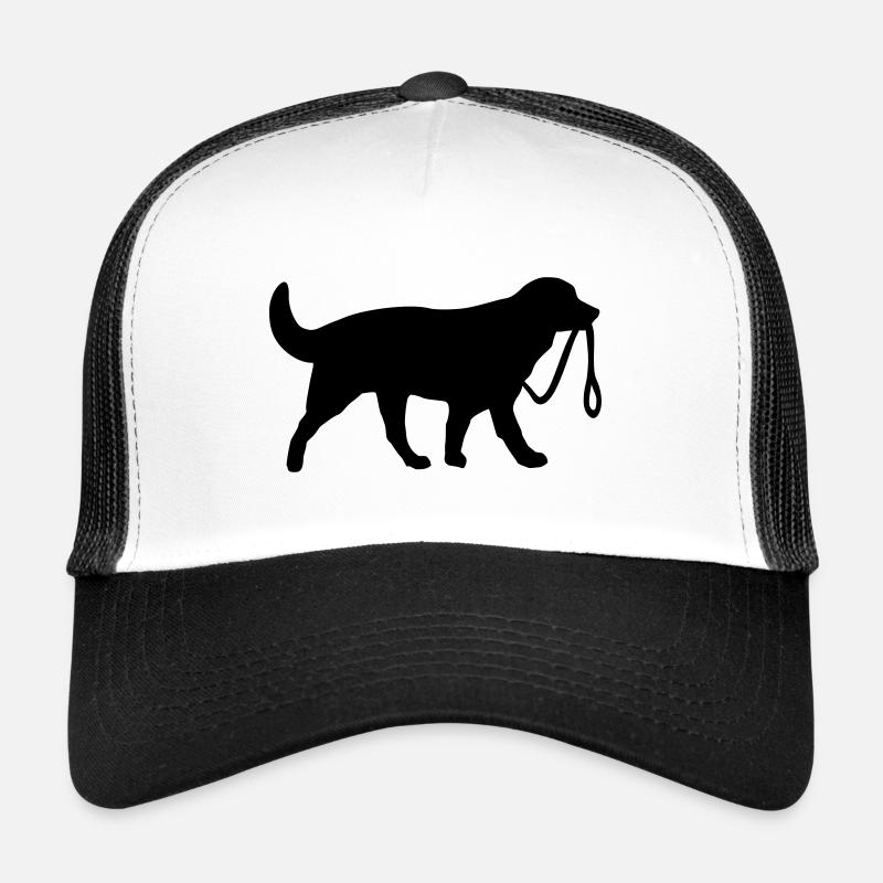 Hund mit Leine - Trucker Cap - Weiß/Schwarz