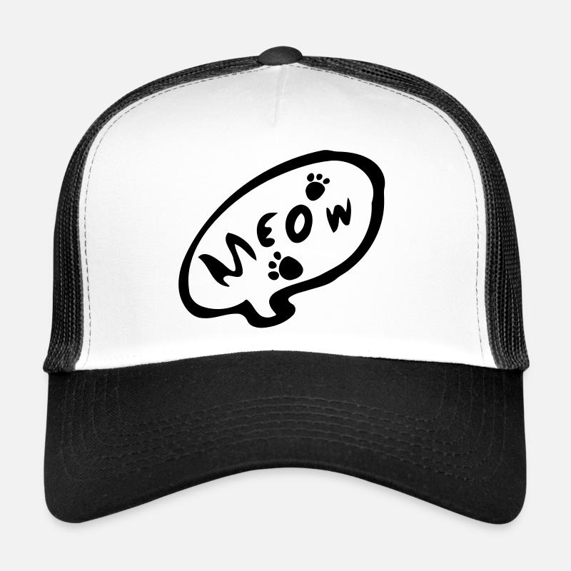 meow_txt kitty cat paw_prints Trucker Cap