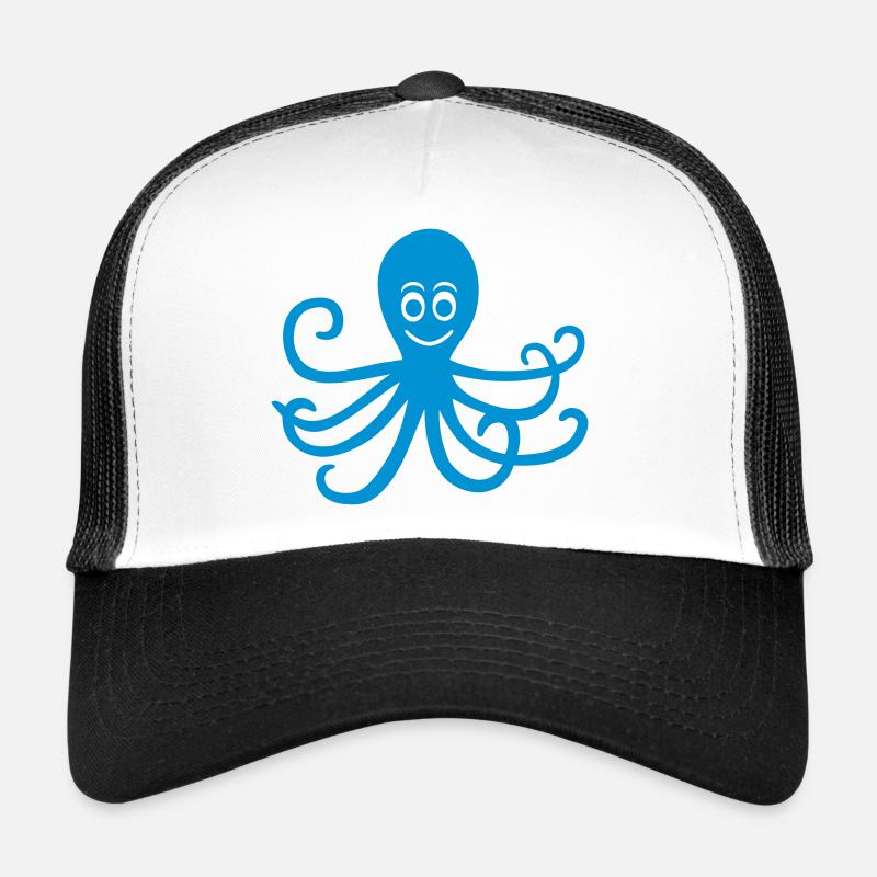 Krake Oktopus - Trucker Cap - Weiß/Schwarz