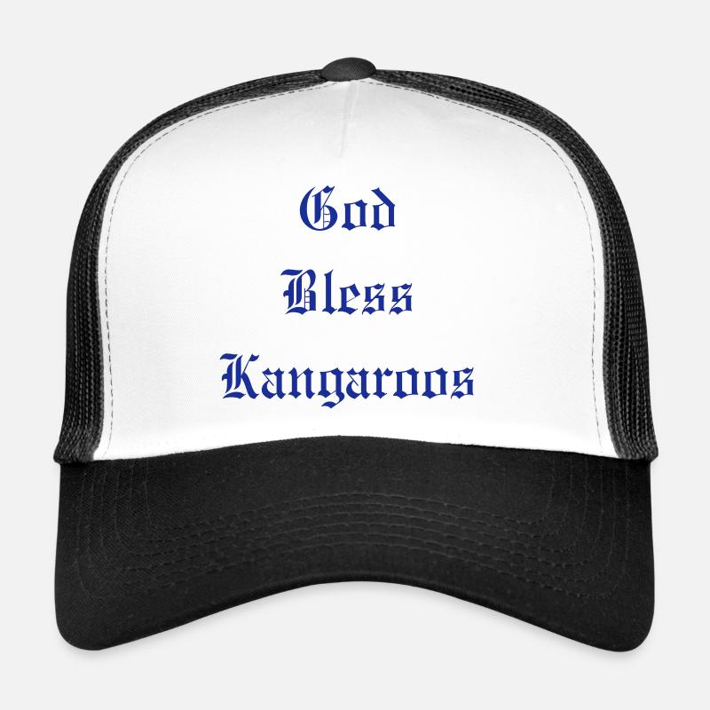GodBlessKangaroos - Trucker Cap - Weiß/Schwarz