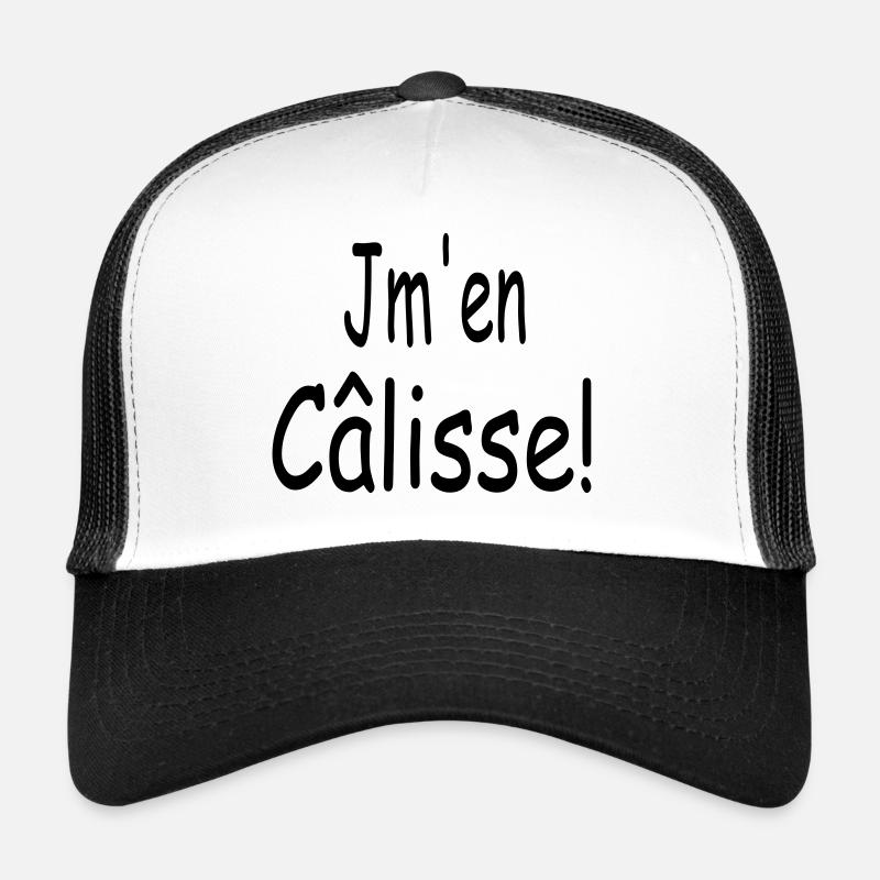 Jm' en Câlisse! - Casquette trucker  - blanc/noir
