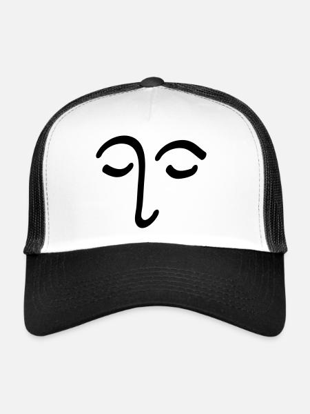 Face Drawing Head Eye Gift - Trucker Cap - white/black - Front