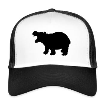 Nilpferd Silhouette Hippo - Trucker Cap - Weiß/Schwarz - Vorne