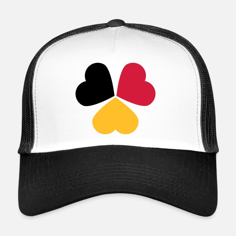 3 Coeurs Allemagne Belgique Drapeau Trèfle - Casquette trucker - blanc/noir