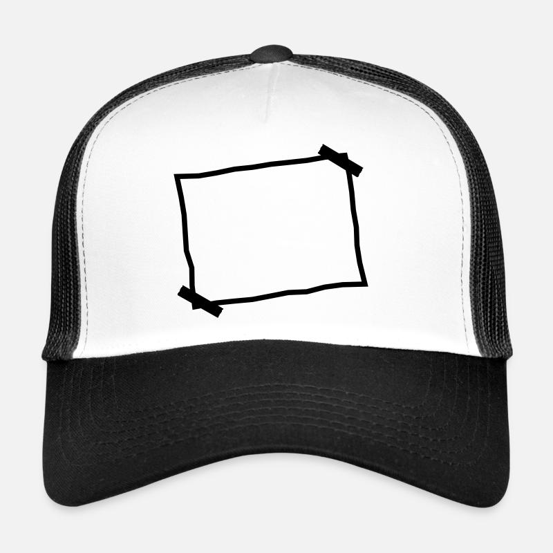 Leerer Zettel Notiz Aufgeklebt - Trucker Cap - Weiß/Schwarz