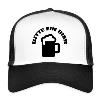 Bitte ein Bier - Trucker Cap - Weiß/Schwarz - Vorne