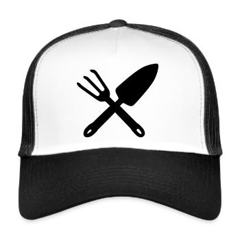 Rake and shovel tool garden color selectable - Trucker Cap - white/black - Front