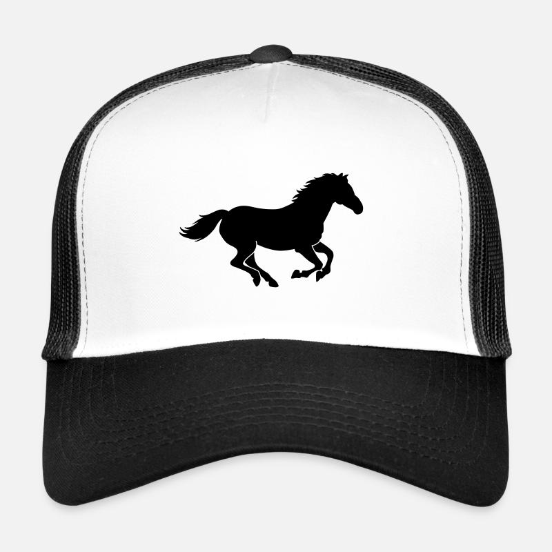 Pferd Silhouette Reiten Pferderennen - Trucker Cap - Weiß/Schwarz