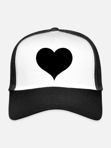 Black Heart - Trucker Cap - white/black - Front